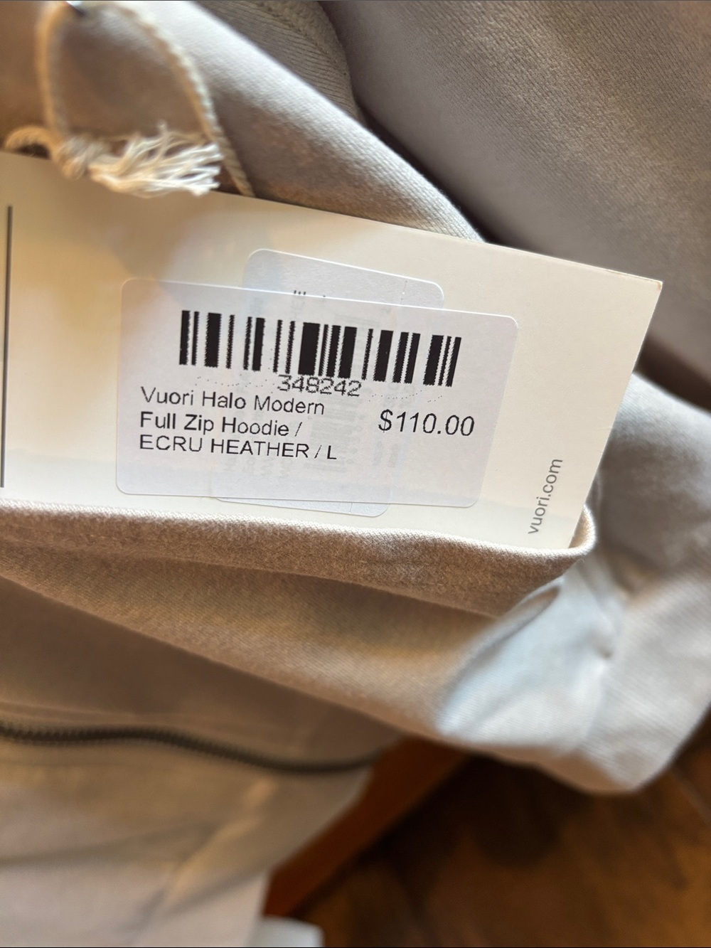 Vuori Neutral Beige Full-Zip Hoodie - Picture 3 of 4